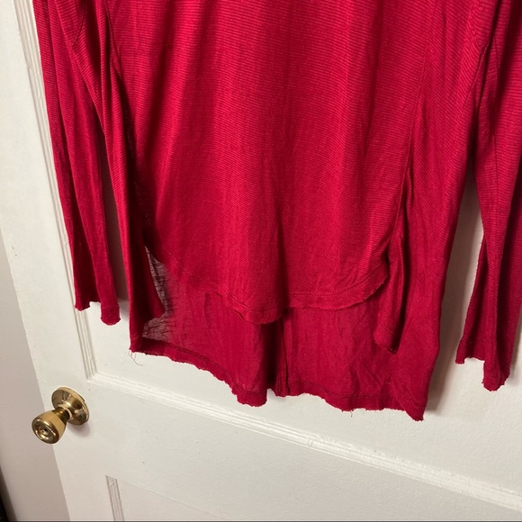 Free people gatsby red sheer lace shoulder long sleeve top M - Picture 5 of 12